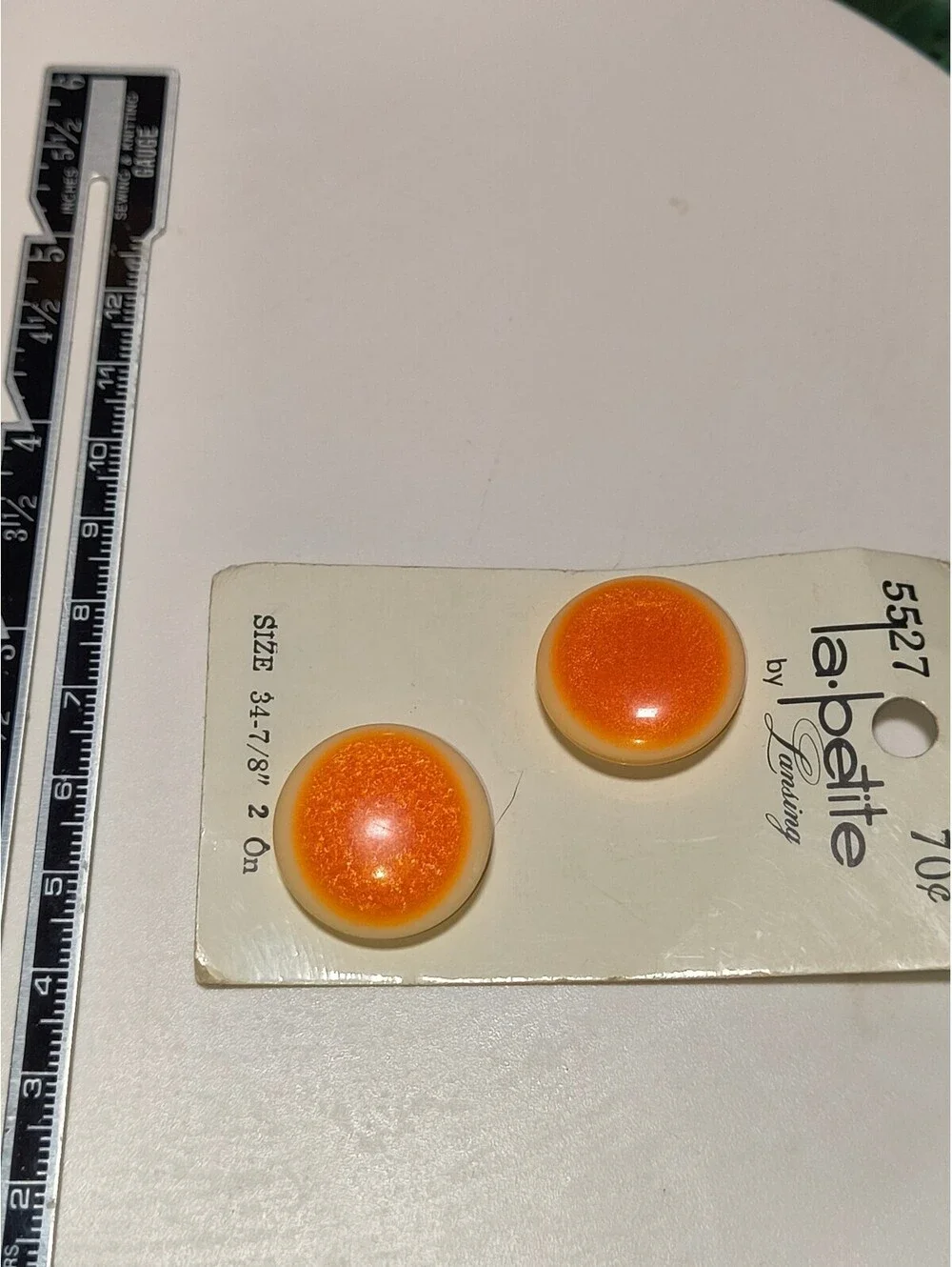 Vintage La Petite Orange Dome Buttons Size 34-7/8 - 2
